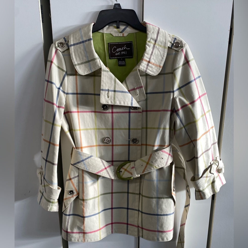 Coach plaid trench coat
